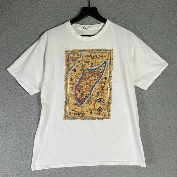 Yazbek‎ Mexico Souvenir T-Shirt Map Graphic Tee Large White Cotton - Picture 2 of 8